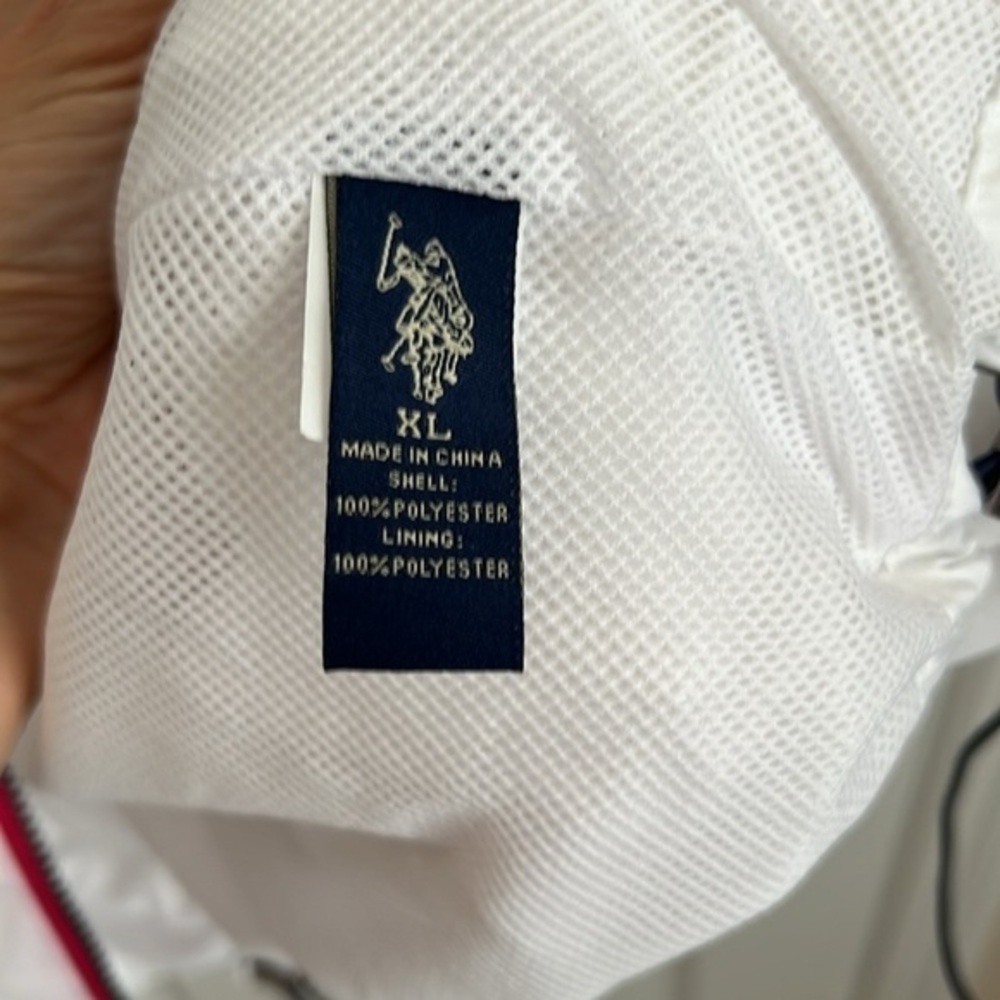 US Polo Assn White Windbreaker Jacket Full Zip Lightweight XL - Picture 8 of 9